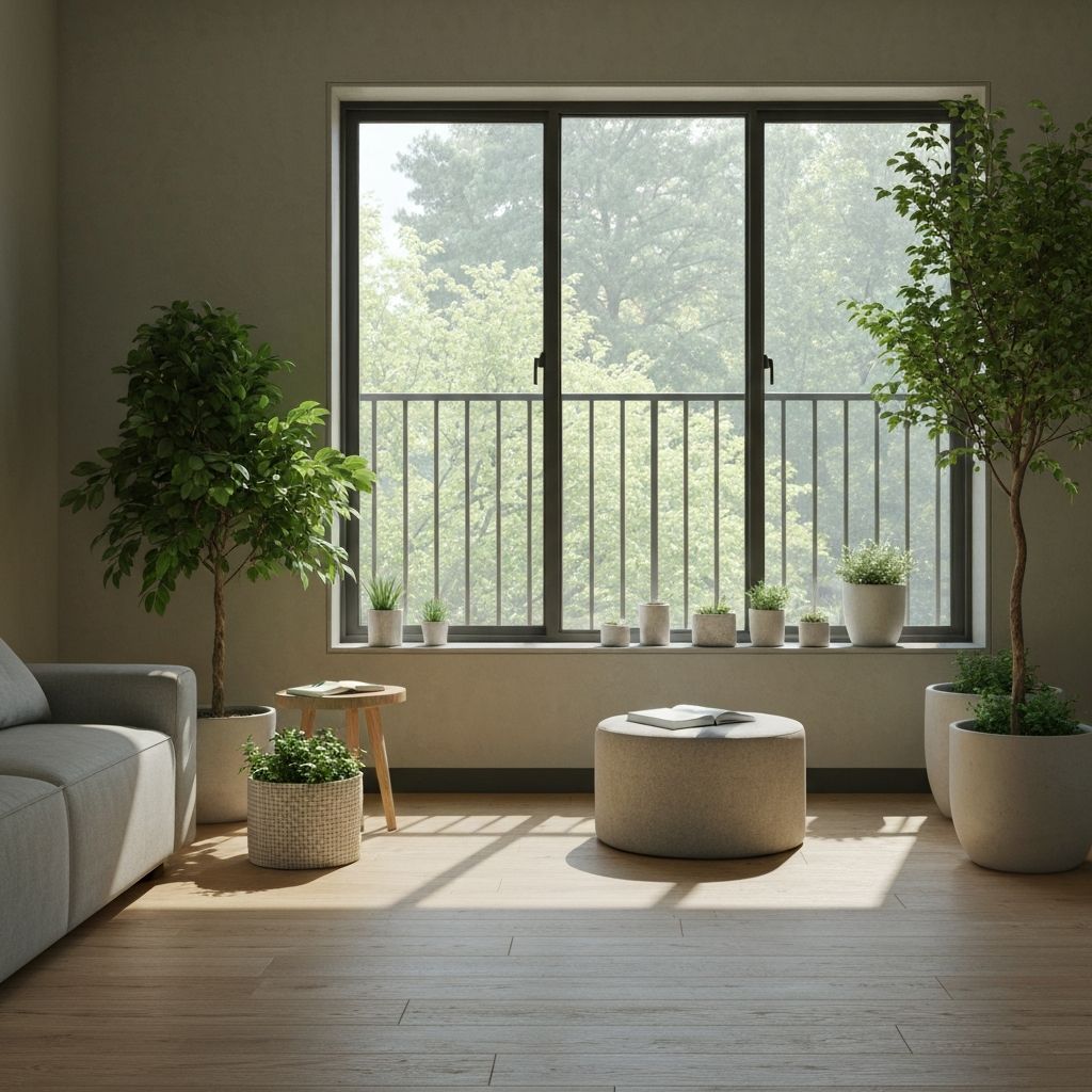 Clean, peaceful living environment with plants